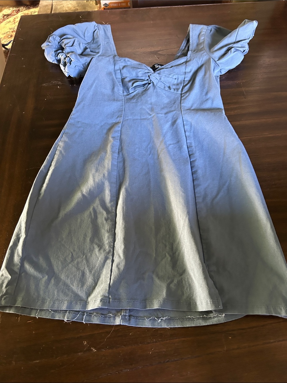 Trixxi Light Blue Puff-Sleeve Mini Dress
